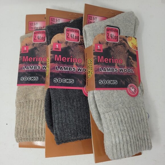 NWT Women Wool Socks, Merino Lamb Thick Warm Winter Boots Crew Socks 3 Pairs - Picture 1 of 2